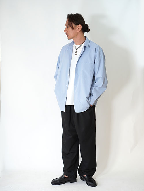 LA MOND COTTONY CREASED SHIRT - Aqua Blue