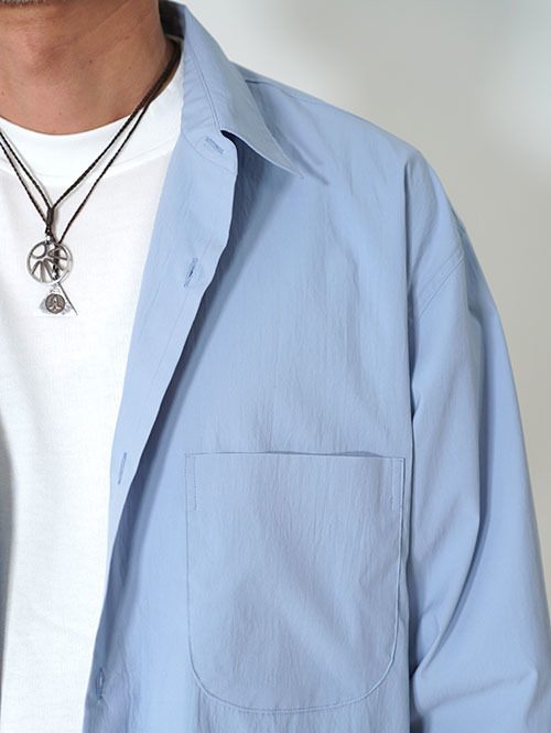 LA MOND COTTONY CREASED SHIRT - Aqua Blue