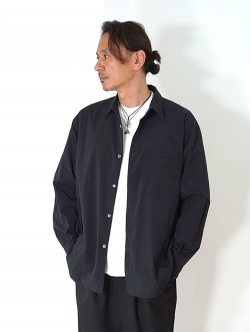LA MOND  COTTONY CREASED SHIRT - Black