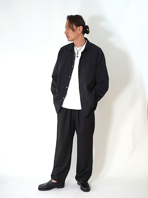 LA MOND  COTTONY CREASED SHIRT - Black