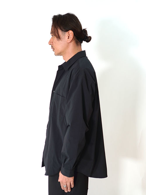 LA MOND  COTTONY CREASED SHIRT - Black