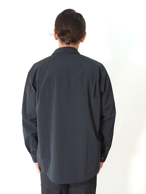 LA MOND  COTTONY CREASED SHIRT - Black