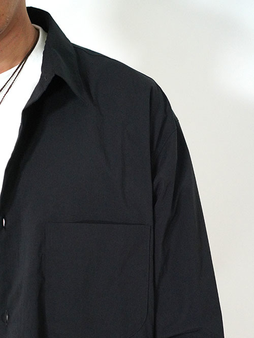 LA MOND  COTTONY CREASED SHIRT - Black