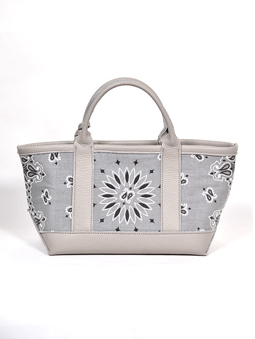 CROSSED ARROWS バンダナ柄 レザートートバッグ(Grey)