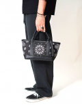 CROSSED ARROWS バンダナ柄 レザートートバッグ（Black）