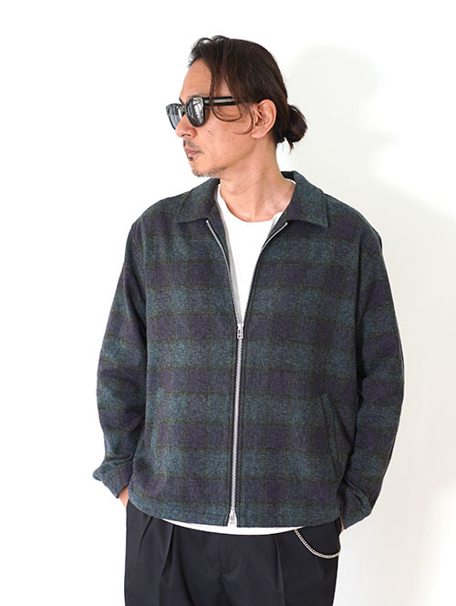 SALUTE HELM  クロモアコットン オンブレブロックチェック ドリズラー （35504）- Navy