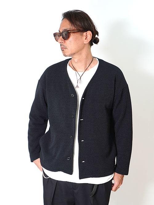 SALUTE HELM  モールカルゼ クォーターゲージ カーディガン ジャケット (85504) - Black
