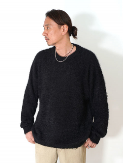 MALIBU FARM SHAGGY KNIT Crew - Black