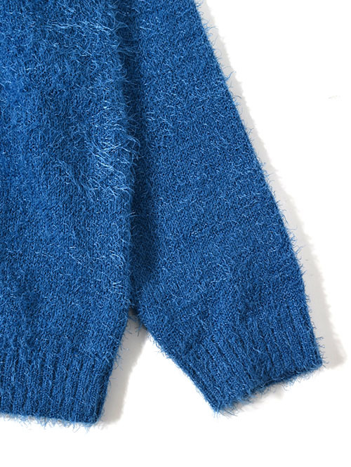 MALIBU FARM SHAGGY KNIT Crew- Blue