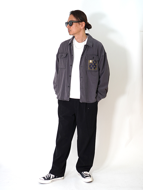 REMI RELIEF Military Shirt (刺繍:JAPAN) - Charcoal