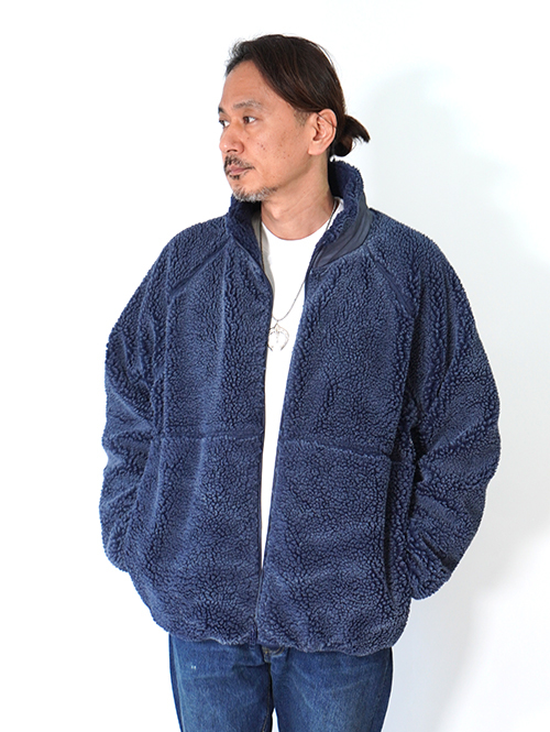 BACK HEAD  ヴィンテージ加工　ボアフリースジャケット- Navy