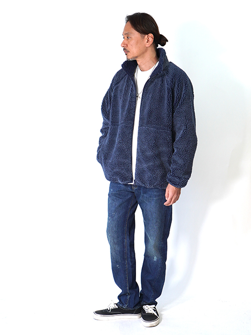 BACK HEAD  ヴィンテージ加工　ボアフリースジャケット- Navy
