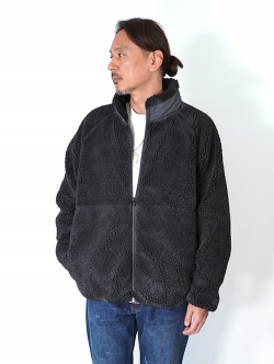 BACK HEAD  ヴィンテージ加工　ボアフリースジャケット- Black