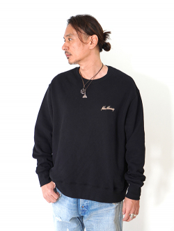 Mac Murray  Side Pocket Crew Neck Sweat-Black