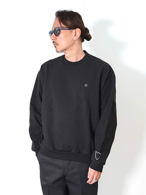 HTC Sweat Shirt #Laap Flower Stone Crew  - Black