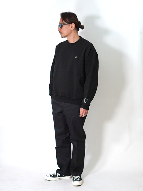 HTC Sweat Shirt #Laap Flower Stone Crew  - Black