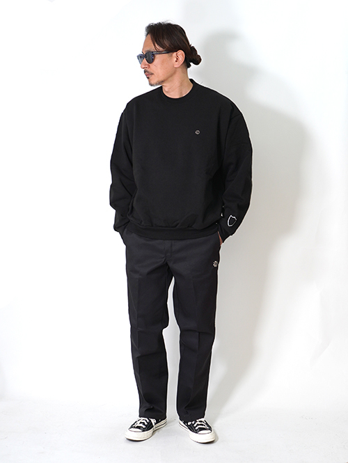 HTC Sweat Shirt #Laap Flower Stone Crew  - Black