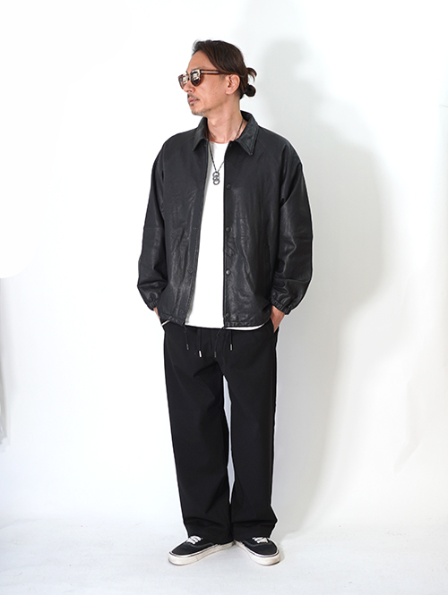 SALUTE HELM シープセミベジタブルレザーコーチジャケット-Black