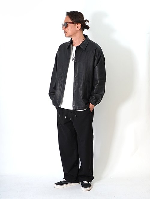 SALUTE HELM シープセミベジタブルレザーコーチジャケット-Black