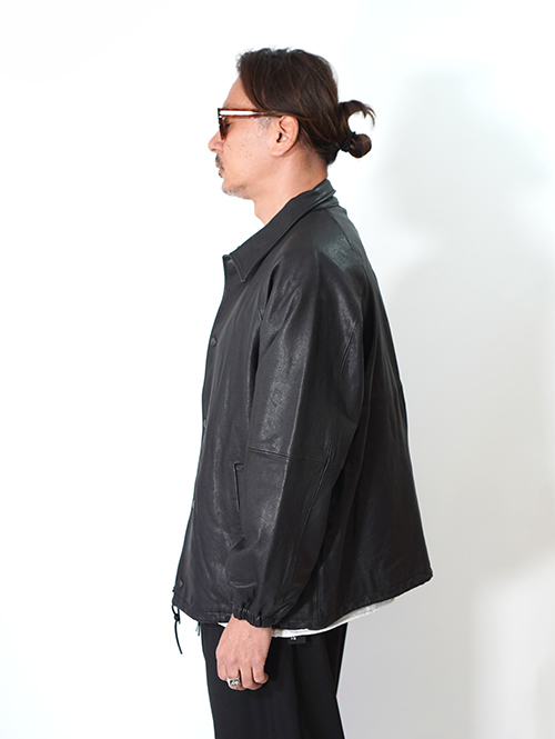 SALUTE HELM シープセミベジタブルレザーコーチジャケット-Black