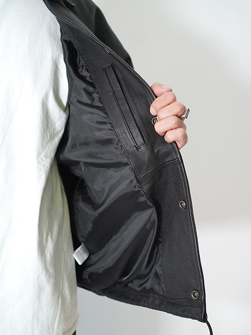 SALUTE HELM シープセミベジタブルレザーコーチジャケット-Black