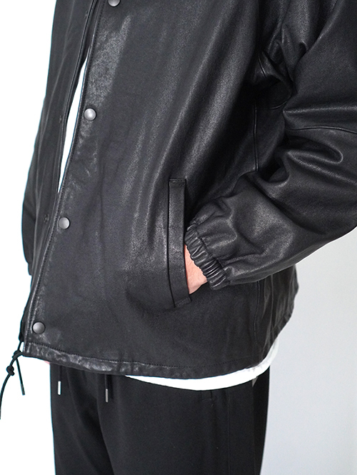 SALUTE HELM シープセミベジタブルレザーコーチジャケット-Black