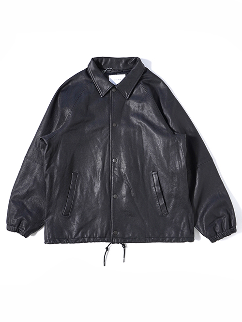 SALUTE HELM シープセミベジタブルレザーコーチジャケット-Black