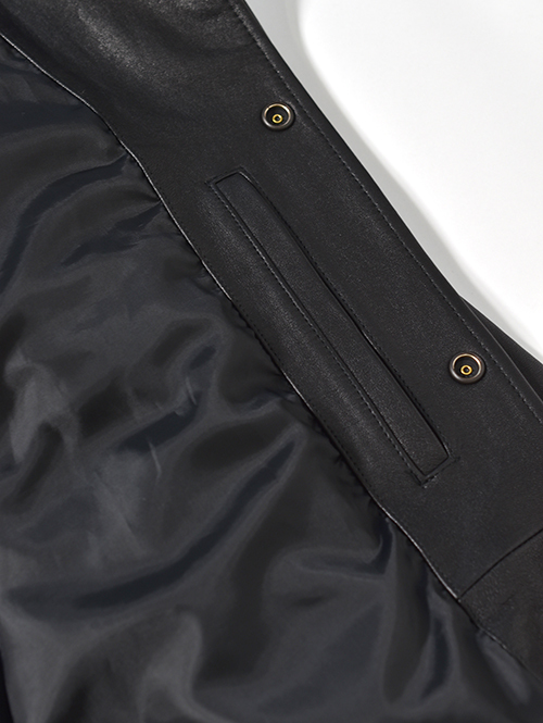 SALUTE HELM シープセミベジタブルレザーコーチジャケット-Black