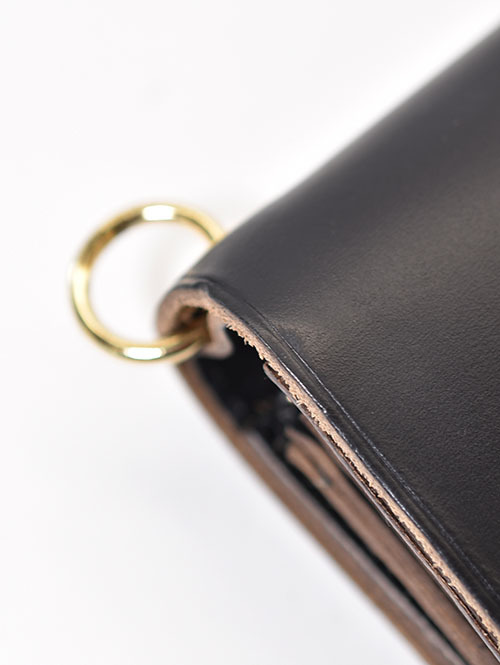 CROSSED ARROWS 　クロムレザー　スタッズ　チェーン穴付きトラッカーウォレット-　Black/Gold/Turquoise