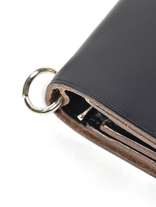 CROSSED ARROWS 　クロムレザー　スタッズ　チェーン穴付きトラッカーウォレット-　Black/Silver/Turquoise