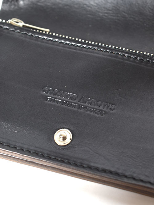 CROSSED ARROWS 　クロムレザー　スタッズ　チェーン穴付きトラッカーウォレット-　Black/Silver/Turquoise