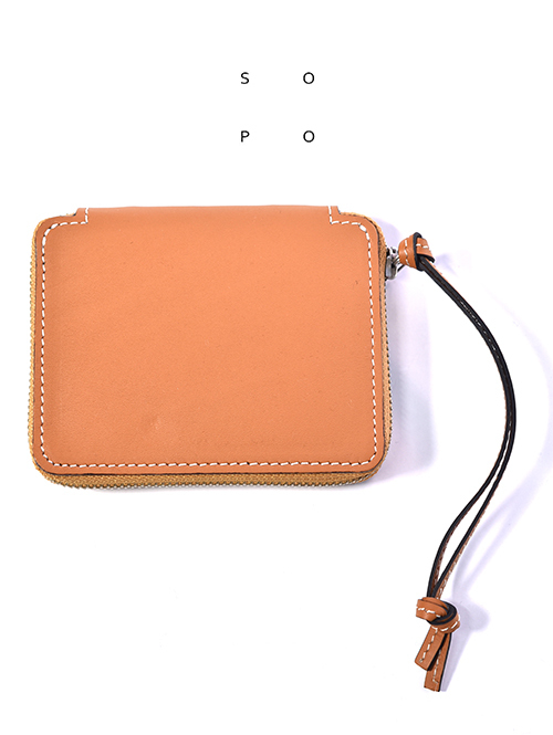SOPO ROUND ZIP PURSE - Camel