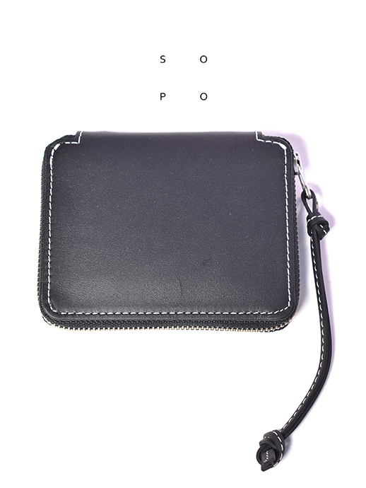 SOPO ROUND ZIP PURSE - Black
