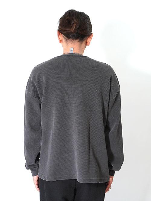 LOS ANGELES APPAREL  Long Sleeve Heavy Thermal Crew Neck - Vintage Black