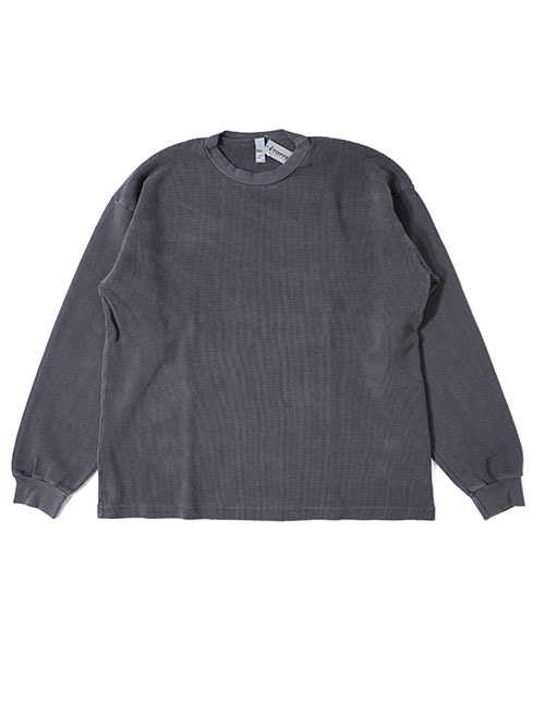 LOS ANGELES APPAREL  Long Sleeve Heavy Thermal Crew Neck - Vintage Black