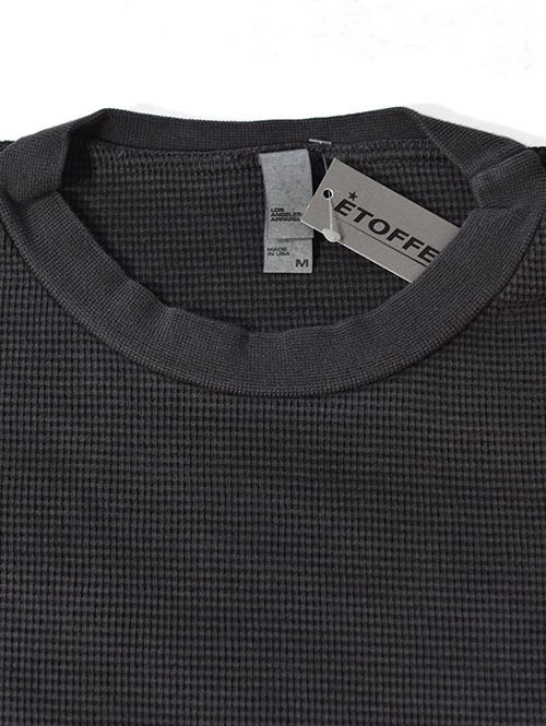 LOS ANGELES APPAREL  Long Sleeve Heavy Thermal Crew Neck - Vintage Black