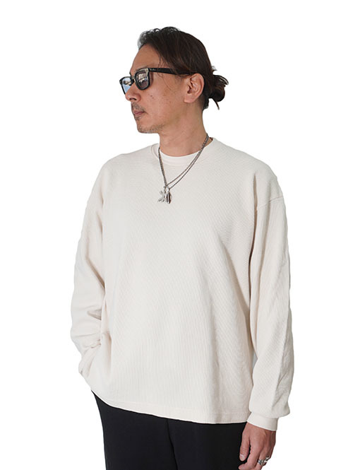 LOS ANGELES APPAREL  Long Sleeve Heavy Thermal Crew Neck - Cream
