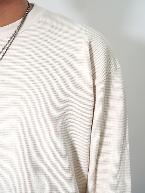 LOS ANGELES APPAREL  Long Sleeve Heavy Thermal Crew Neck - Cream