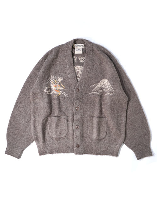 REMI RELIEF モヘアニットカーデ　スカジャン柄  - Greige