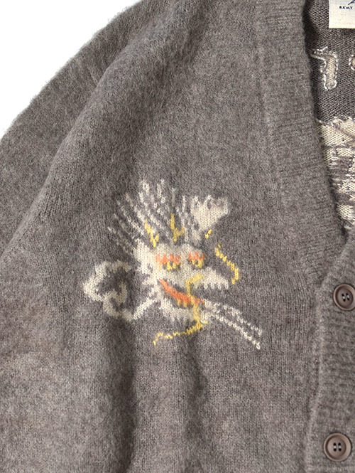 REMI RELIEF モヘアニットカーデ　スカジャン柄  - Greige