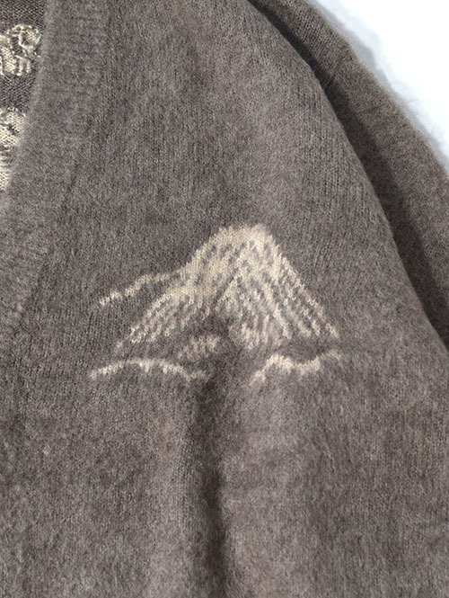 REMI RELIEF モヘアニットカーデ　スカジャン柄  - Greige