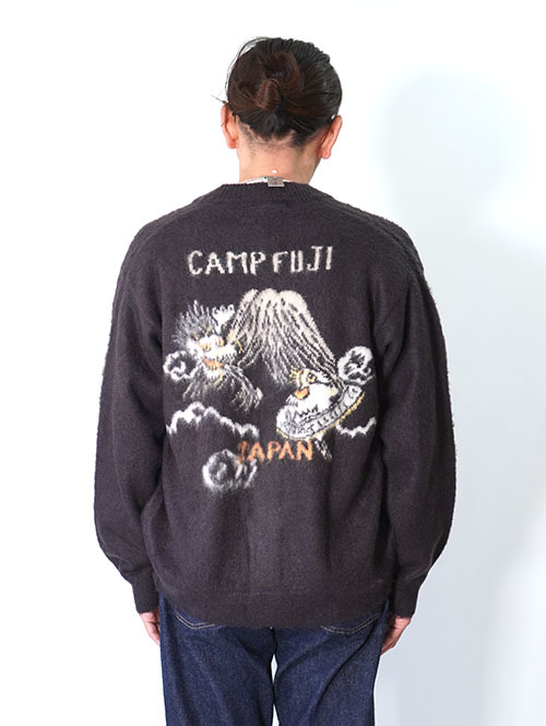 REMI RELIEF モヘアニットカーデ　スカジャン柄 - Charcorl