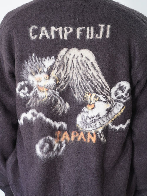 REMI RELIEF モヘアニットカーデ　スカジャン柄 - Charcorl