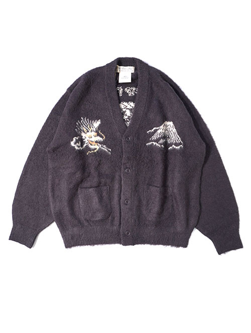 REMI RELIEF モヘアニットカーデ　スカジャン柄 - Charcorl