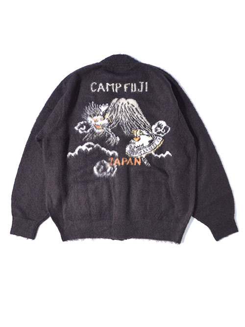 REMI RELIEF モヘアニットカーデ　スカジャン柄 - Charcorl