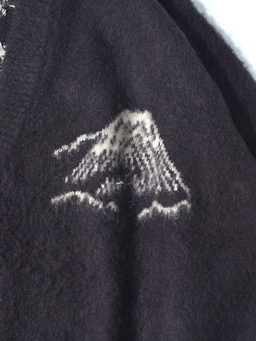 REMI RELIEF モヘアニットカーデ　スカジャン柄 - Charcorl
