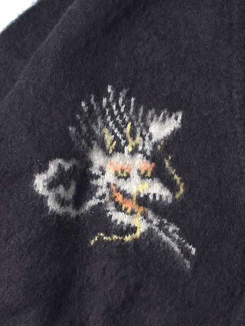 REMI RELIEF モヘアニットカーデ　スカジャン柄 - Charcorl