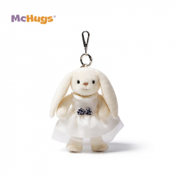 Mchugs White dress Smiling Leveret Charm（マックハグス）ホワイトドレス　スマイリンレヴレットチャーム　服を着たウサギ　ドレスのうさぎ　うさぎチャーム　