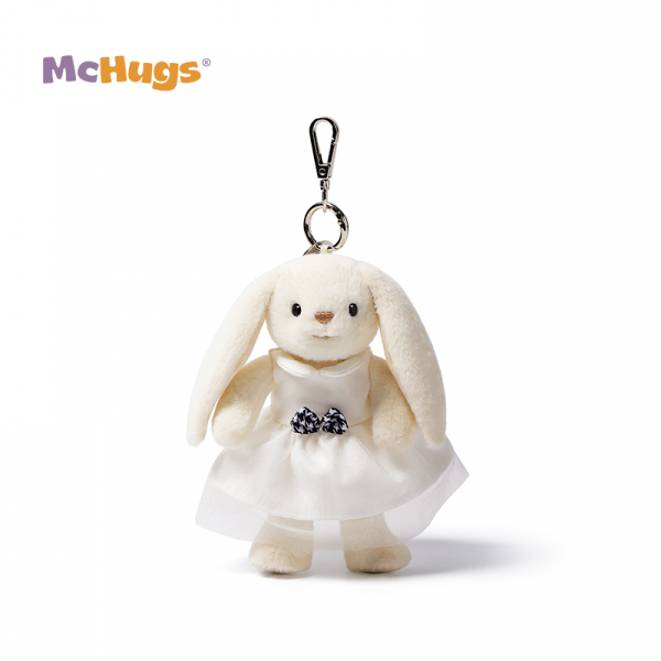 Mchugs White dress Smiling Leveret Charm（マックハグス）ホワイトドレス　スマイリンレヴレットチャーム　服を着たウサギ　ドレスのうさぎ　うさぎチャーム　
