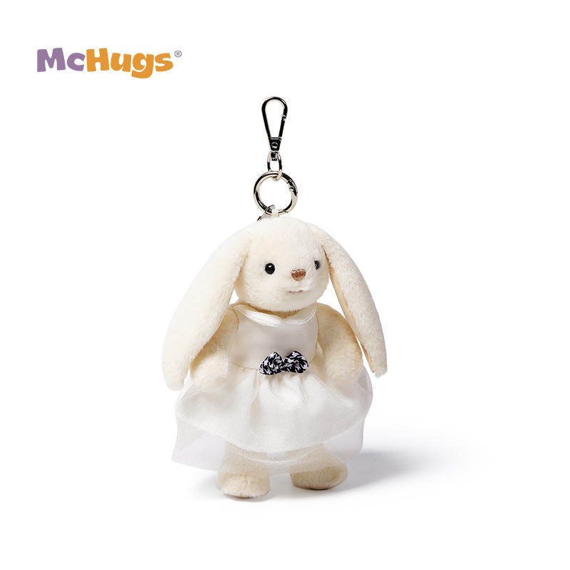 Mchugs White dress Smiling Leveret Charm（マックハグス）ホワイトドレス　スマイリンレヴレットチャーム　服を着たウサギ　ドレスのうさぎ　うさぎチャーム　